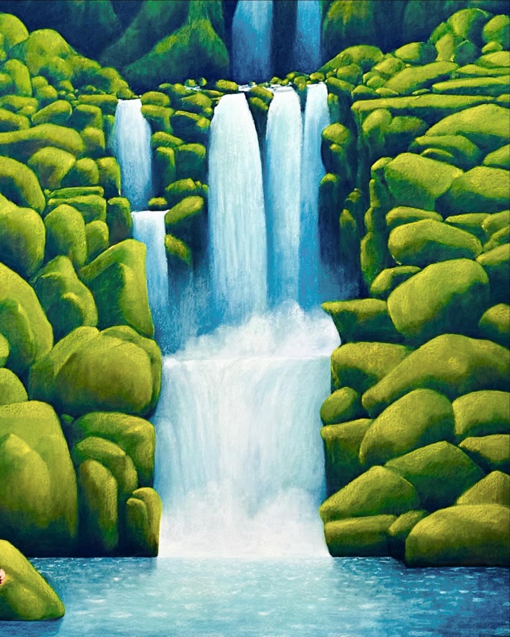 Puderstaub und Wasserfall